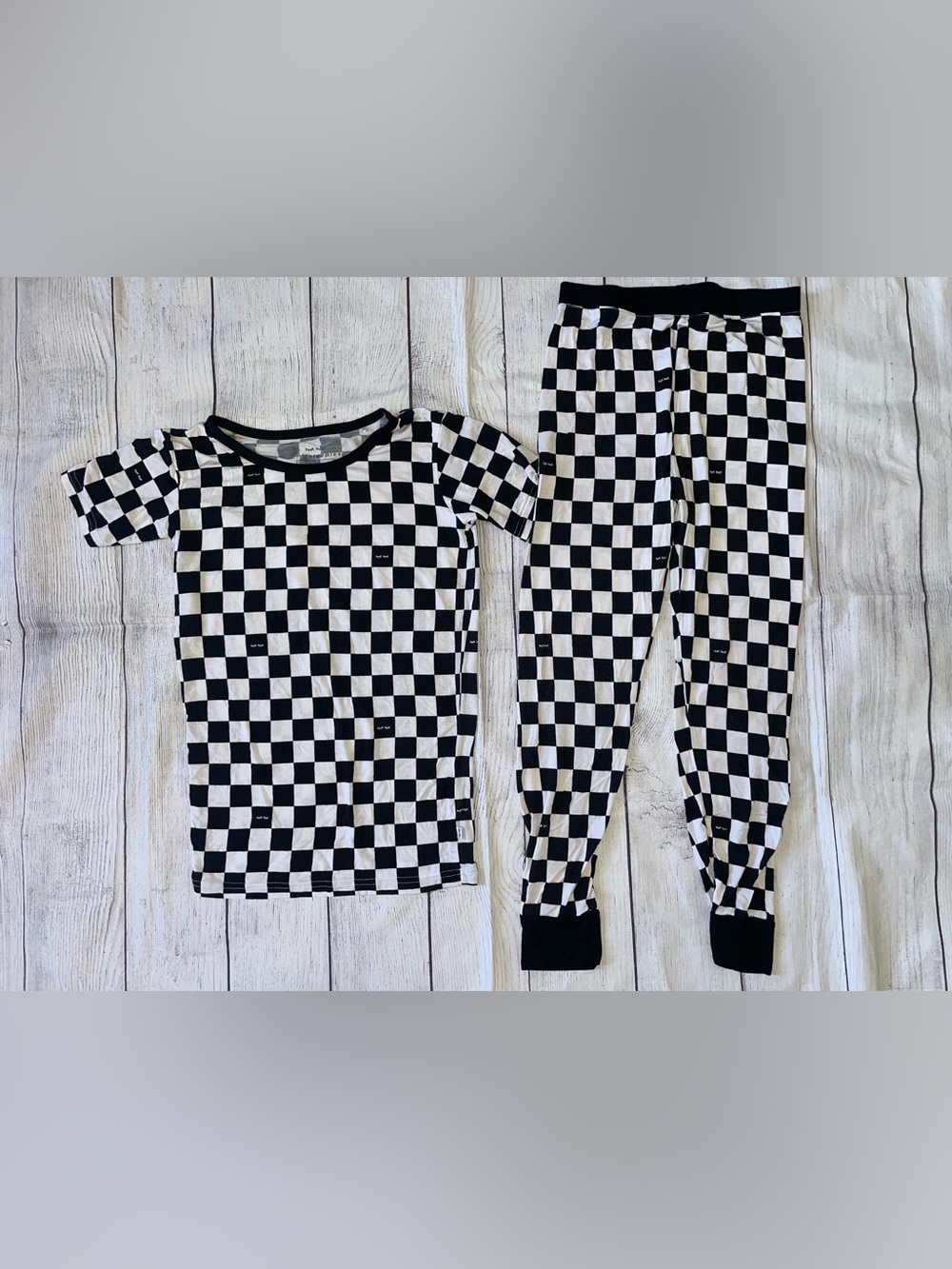 Little Sleepies Black & White Checkered Kids Pajama Set